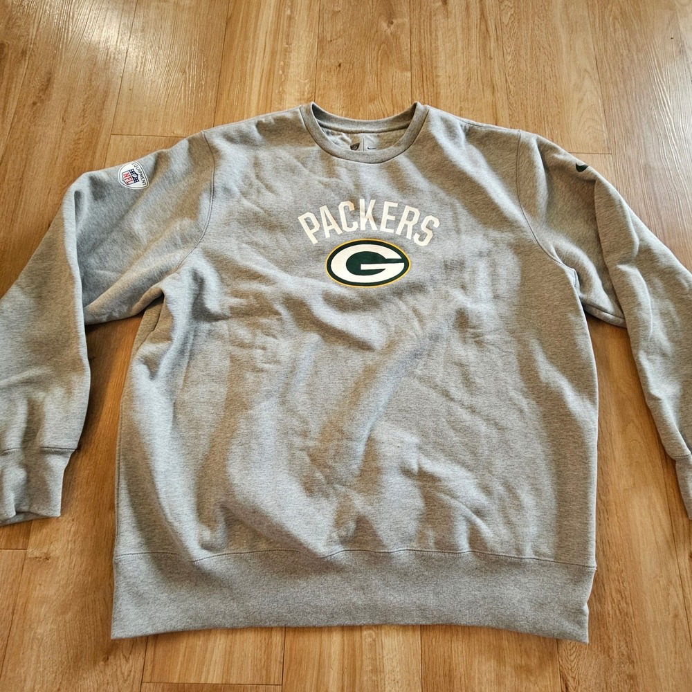 Nike Green Bay Packers NFL Training Crewneck‎ Sweatshirt Gray Mens XXL